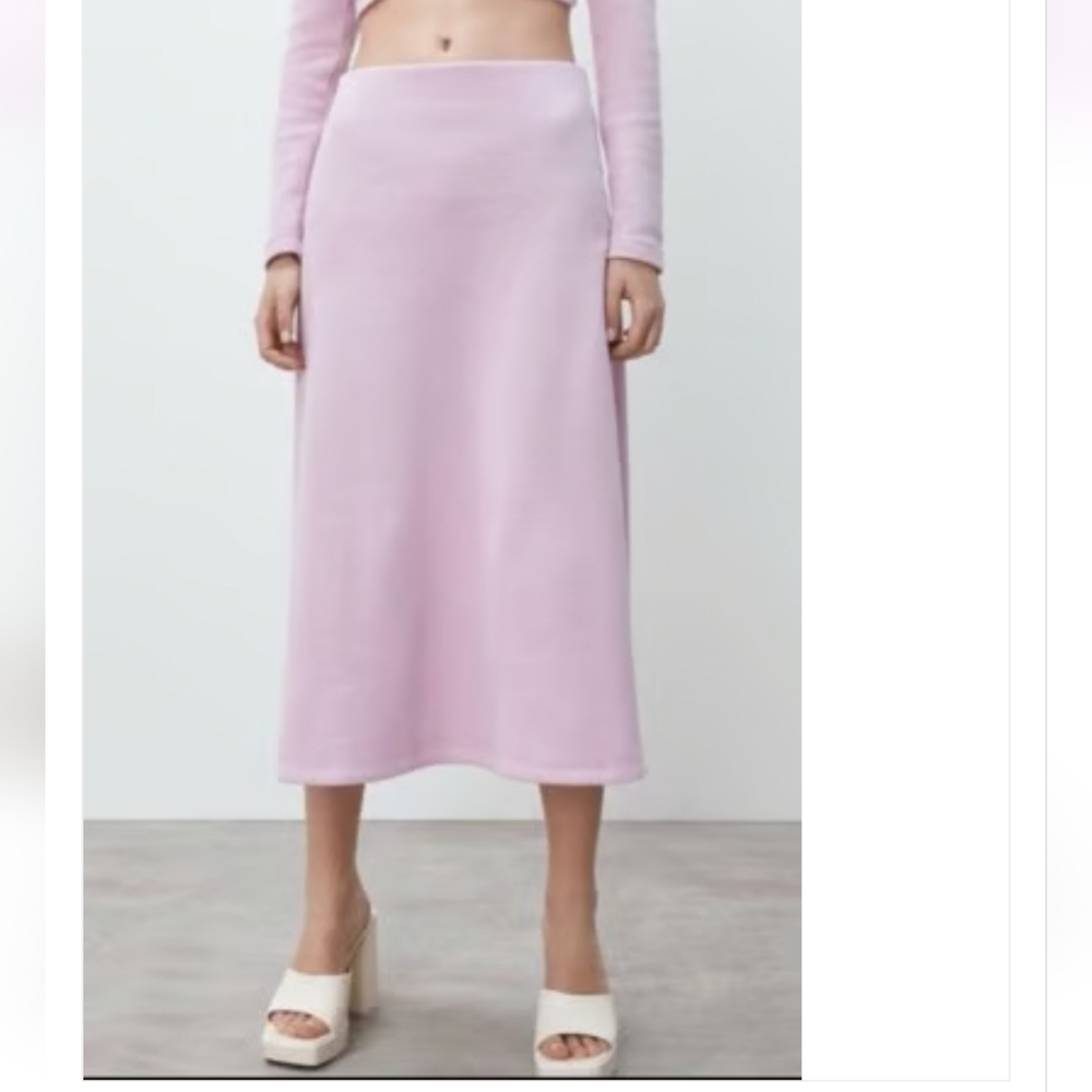 Zara Lilac Purple Knit Midi Skirt - Picture 1 of 7